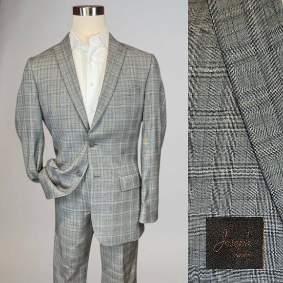 Jos. A. Bank Other - Joseph x Jos A Bank 40L 32x32 Slim Fit Gray Glen Plaid Suit Modern